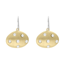 Sterling Silver Gold Plated Freshwater Pearl Oval Drop Earrings D E1220.