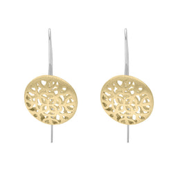 Sterling Silver Gold Plated Round Cut Out Earrings D E1198.