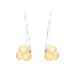 Sterling Silver Gold Plated Flower Pod Shape Earrings D E1215.