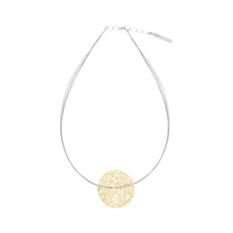 Sterling Silver Gold Plated Open Wire Disc Necklace D