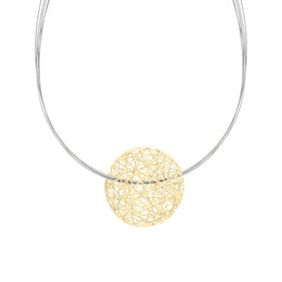 Sterling Silver Gold Plated Open Wire Disc Necklace D N764.