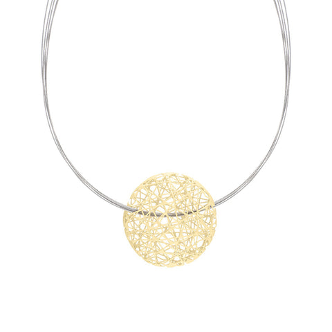 Sterling Silver Gold Plated Open Wire Disc Necklace D N764.