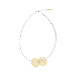 Sterling Silver Gold Plated Open Wire Double Disc Necklace D