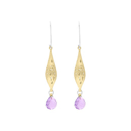 Sterling Silver Gold Plated Amethyst Drop Earrings D E1388.