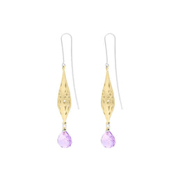 Sterling Silver Gold Plated Amethyst Drop Earrings D