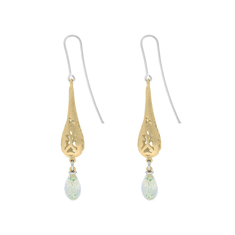 Sterling Silver Gold Plated Mint Quartz Drop Earrings D