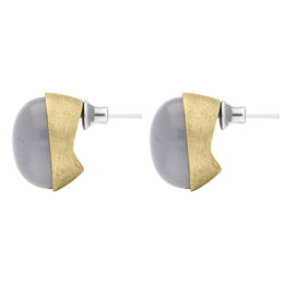 Sterling Silver Gold Plated Moonstone Oval Stud Earrings D