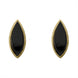 Sterling Silver Gold Plated Whitby Jet Marquise Stud Earrings D E1088.