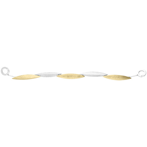 Sterling Silver Gold Plated Long Marquise Link Bracelet D