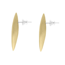 Sterling Silver Gold Plated Monika Long Marquise Stud Earrings D