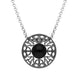 Sterling Silver Black Rhodium Whitby Jet Round Filigree Necklace D N780OX.