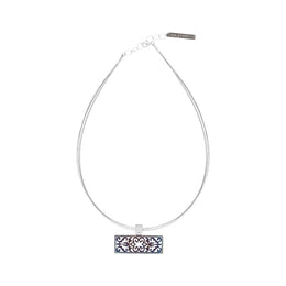 Sterling Silver Black Rhodium Filigree Oblong Necklace D