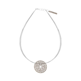 Sterling Silver Black Rhodium Filigree Round Necklace D