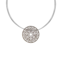 Sterling Silver Black Rhodium Filigree Round Necklace D N762OX.