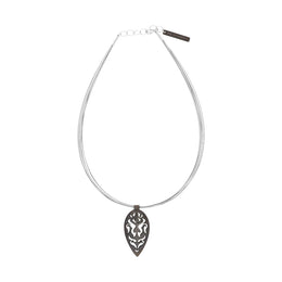 Sterling Silver Black Rhodium Cut Out Leaf Necklace D