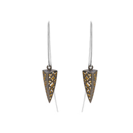 Sterling Silver Black Rhodium Triangular Cut Out Drop Earrings D E1197OX.