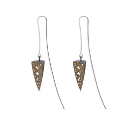 Sterling Silver Black Rhodium Triangular Cut Out Drop Earrings D