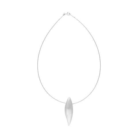 Sterling Silver Brushed Leaf Necklace D