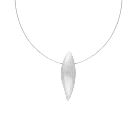 Sterling Silver Brushed Leaf Necklace D N630.