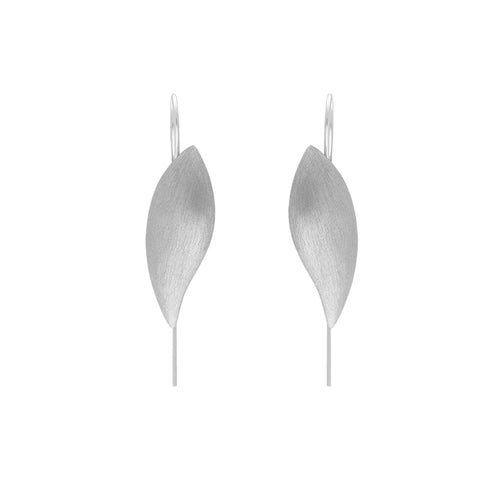 Sterling Silver Brushed Leaf Drop Earrings D E1202.