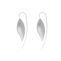 Sterling Silver Brushed Leaf Drop Earrings D