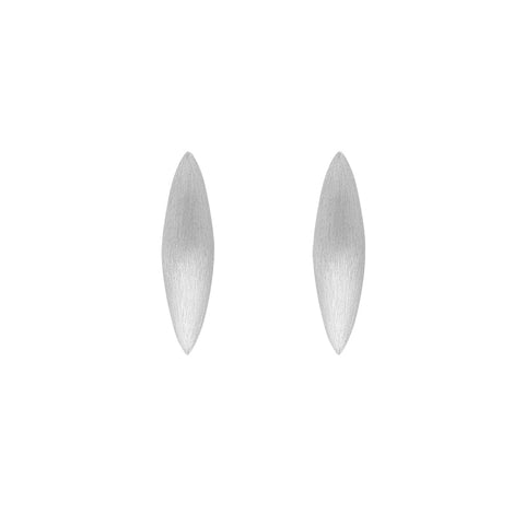 Sterling Silver Brushed Marquise Stud Earrings D E1219.