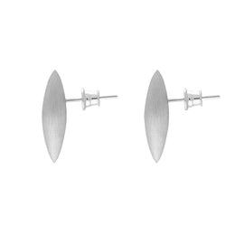 Sterling Silver Brushed Marquise Stud Earrings D