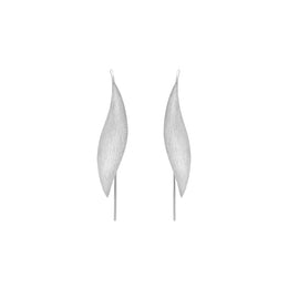 Sterling Silver Brushed Monika Long Leaf Drop Earrings D E1203.