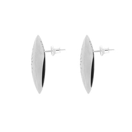 Sterling Silver Brushed Monika Round Engraved Stud Earrings D