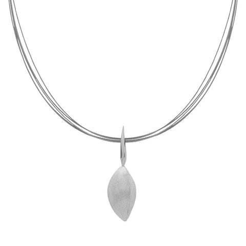 Sterling Silver Pod Shaped Dropper Necklace D N618.