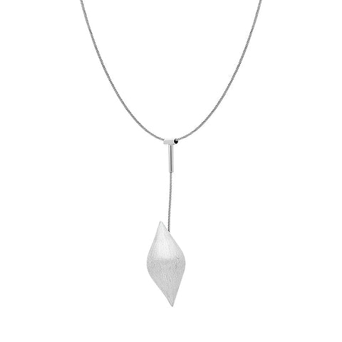 Sterling Silver Brushed Pointed Bulb Dropper Necklace D