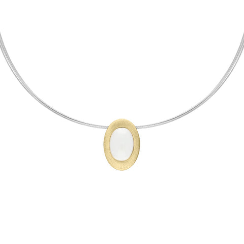 Sterling Silver Gold Plated Moonstone Oval Necklace D N681.