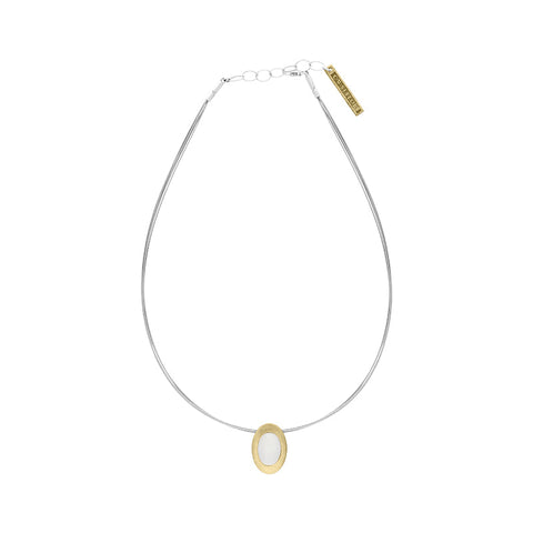 Sterling Silver Gold Plated Moonstone Oval Necklace D