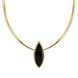 Sterling Silver Brushed Whitby Jet Marquise Necklace D N565.