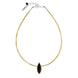 Sterling Silver Gold Plated Whitby Jet Marquise Necklace D