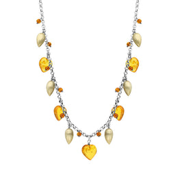 Sterling Silver Gold Plated Amber Heart Necklace D NUNQ0000048.