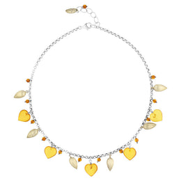 Sterling Silver Gold Plated Amber Heart Necklace D