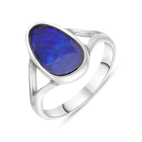 Sterling Silver Opal Abstract Split Shank Ring, RUNQ0001914