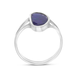 Sterling Silver Opal Doublet Abstract Split Shank Ring D