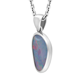 Sterling Silver Opal Doublet Abstract Necklace D