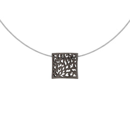 Sterling Silver Square Cut Out Necklace D N626OX.