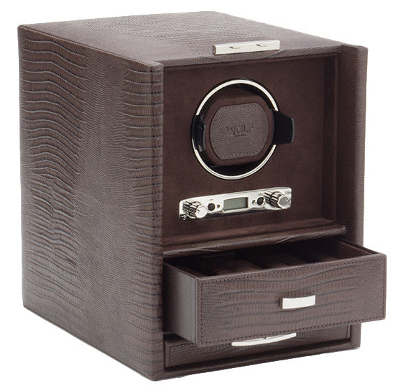 Wolf Watch Winder Blake Single And Storage Brown Lizard 460695