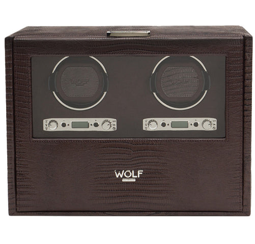 Wolf Watch Winder Blake Double Storage And Travel Case Brown Lizard