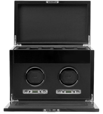 WOLF Watch Winder Savoy Double With Storage Black