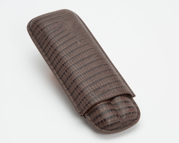 Wolf Cigar Case Blake 2 Piece Brown Teju Lizard