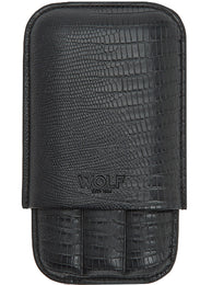 Wolf Cigar Case Blake 3 Piece Black Teju Lizard 306658