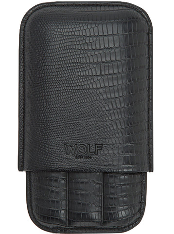 Wolf Cigar Case Blake 3 Piece Black Teju Lizard 306658