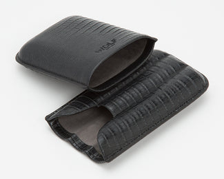 Wolf Cigar Case Blake 3 Piece Black Teju Lizard