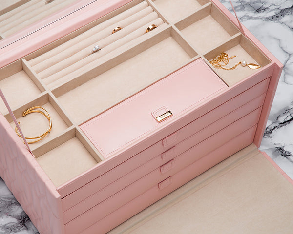 WOLF Jewellery Box Caroline Extra Large Rose Quartz