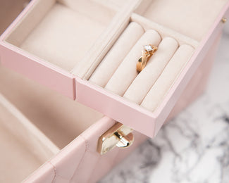 Wolf Jewellery Box Caroline Small Rose Quartz